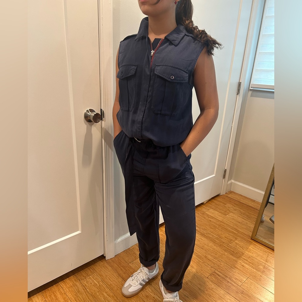 Chic Navy Belted Jumpsuit